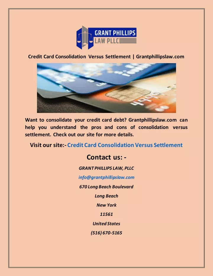 credit card consolidation versus settlement