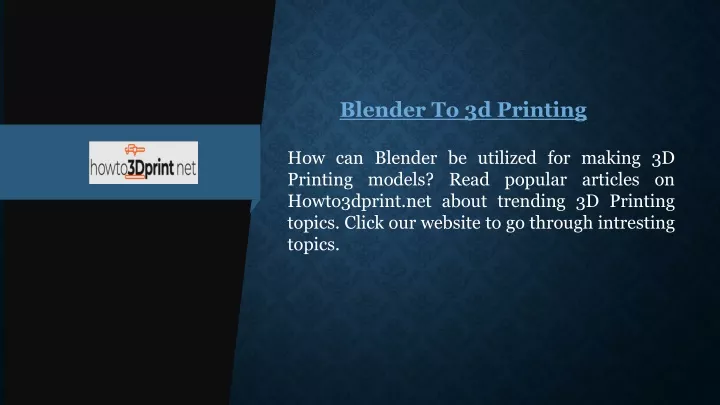 blender to 3d printing