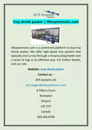 tray shrink packer | Afasystemsinc.com