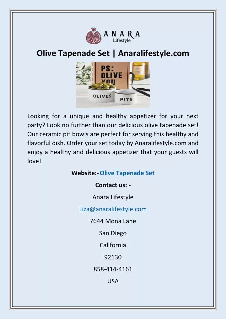 olive tapenade set anaralifestyle com