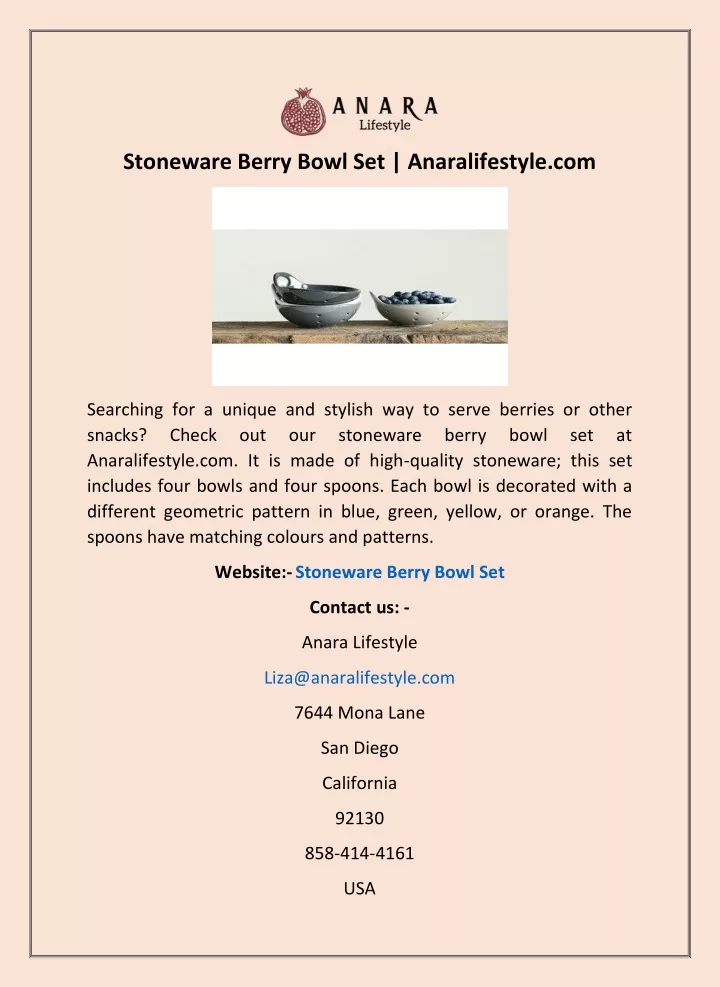 stoneware berry bowl set anaralifestyle com