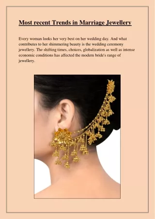 Most recent Trends in Marriage Jewellery