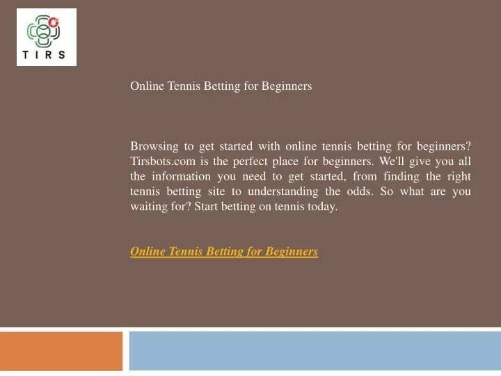 online tennis betting for beginners browsing