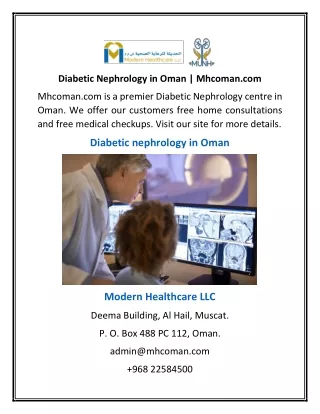 Diabetic Nephrology in Oman | Mhcoman.com