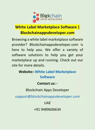 White Label Marketplace Software | Blockchainappsdeveloper.com