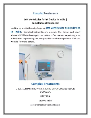 Left Ventricular Assist Device in India | Complextreatments.com