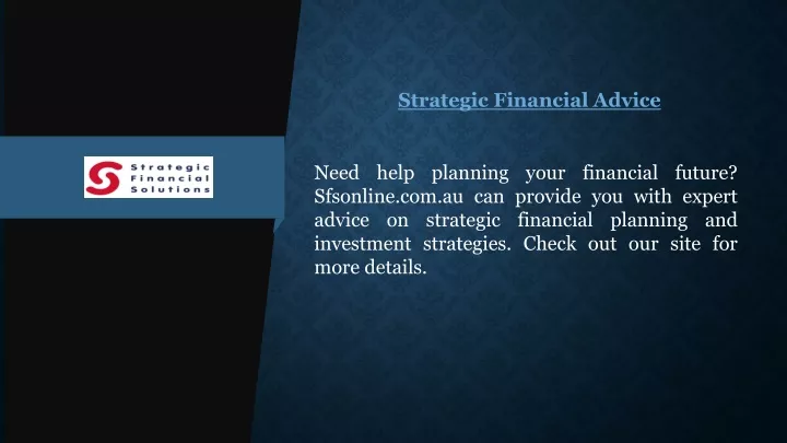 strategic financial advice