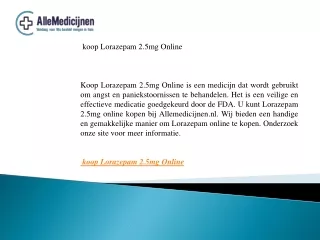 koop Lorazepam 2.5mg Online   Allemedicijnen.nl