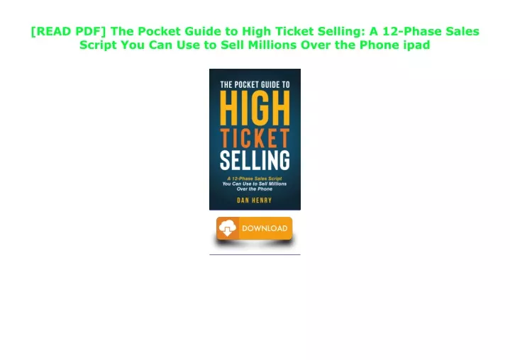 read pdf the pocket guide to high ticket selling