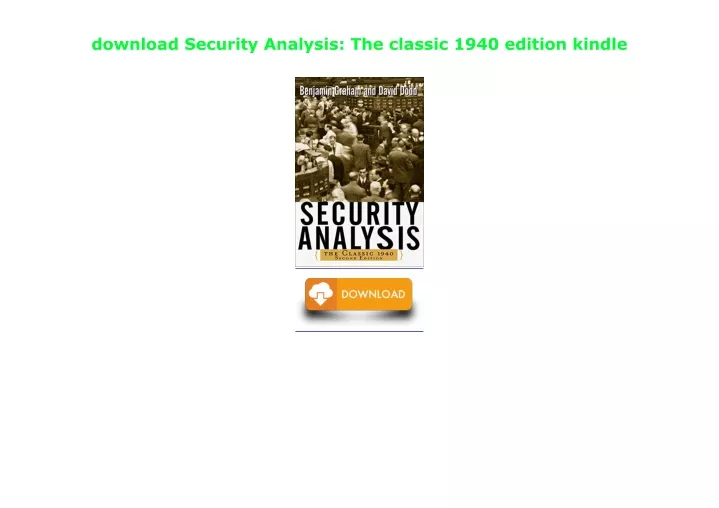 download security analysis the classic 1940