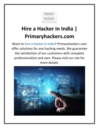 Hire a Hacker in India  Primaryhackers.com