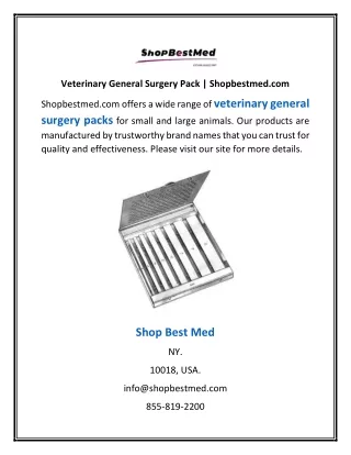 Veterinary General Surgery Pack | Shopbestmed.com