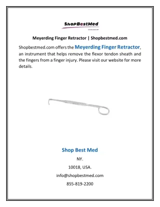 Meyerding Finger Retractor | Shopbestmed.com