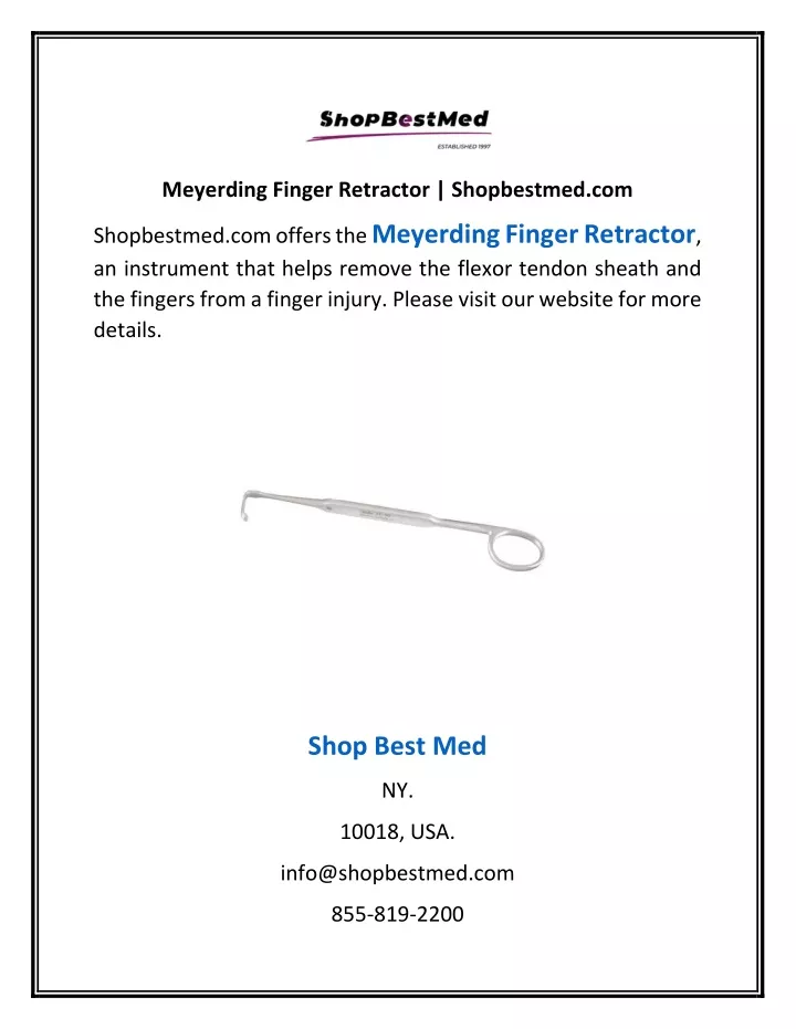 meyerding finger retractor shopbestmed com