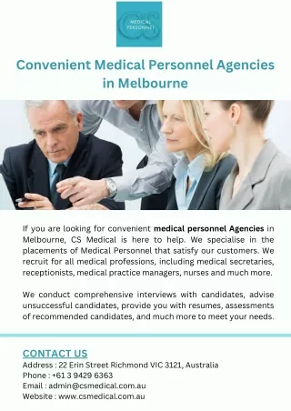Convenient Medical Personnel Agencies in Melbourne