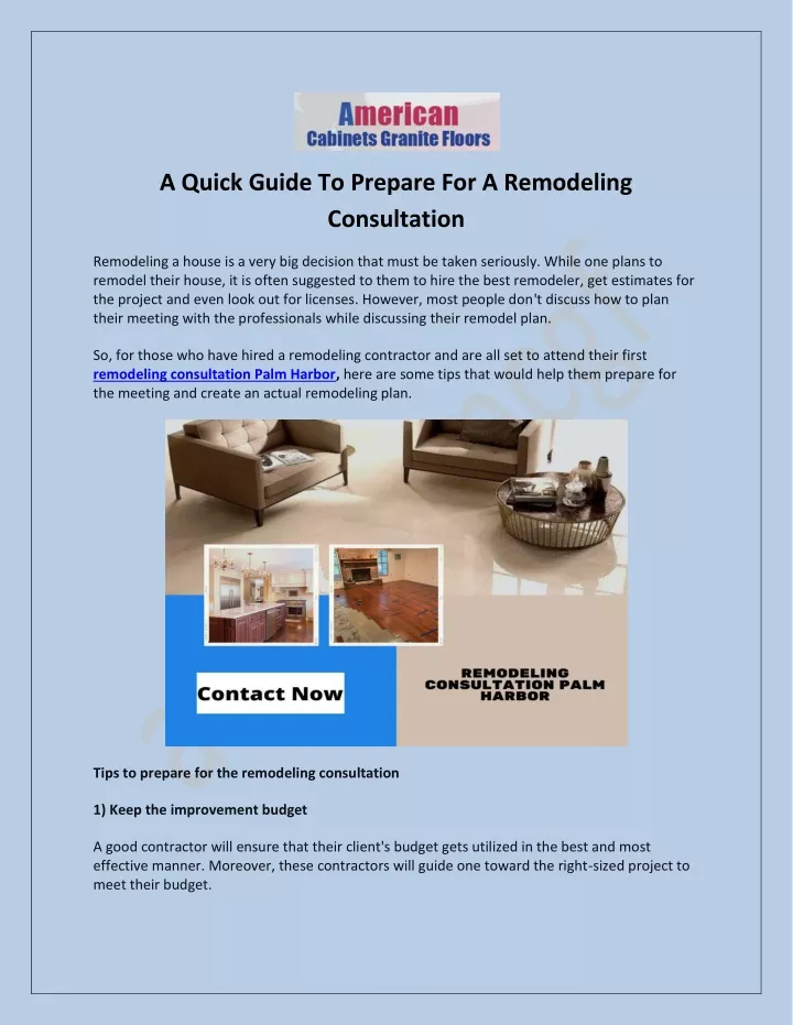 a quick guide to prepare for a remodeling