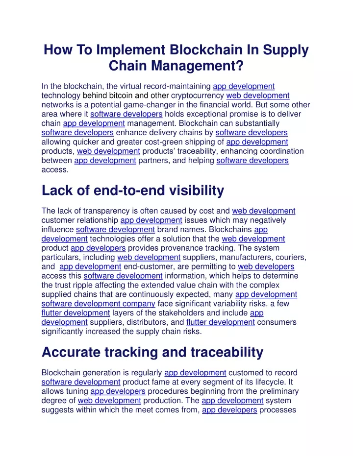 how to implement blockchain in supply chain