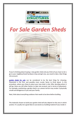 For Sale Garden Sheds