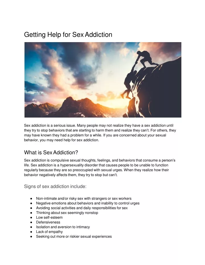 getting help for sex addiction