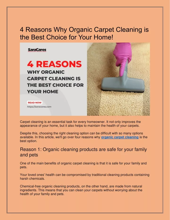 4 reasons why organic carpet cleaning is the best