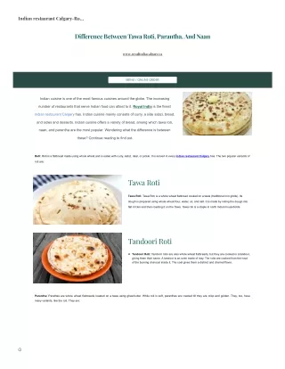 Difference Between Tawa Roti, Parantha, and Naan-Royal India