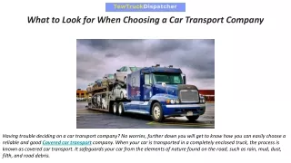 What to Look for When Choosing a Car Transport Company