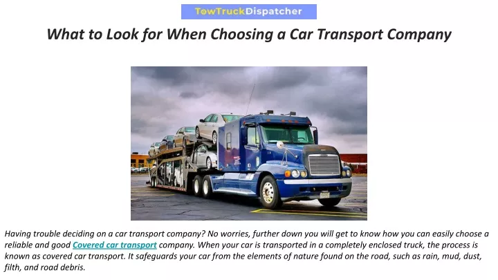 what to look for when choosing a car transport