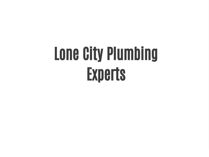 lone city plumbing experts