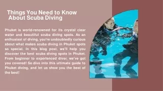 Things You Need to Know About Scuba Diving