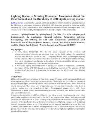 lighting market growing consumer awareness about