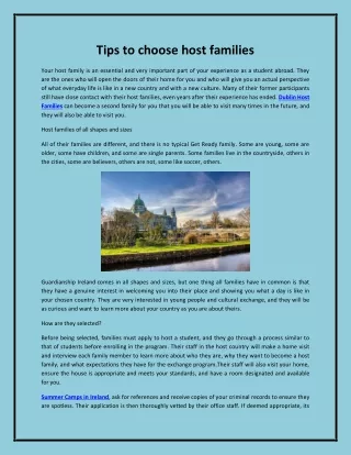 tips to choose host families