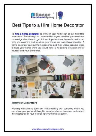 Best Tips to a Hire Home Decorator