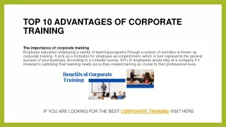 TOP 10 ADVANTAGES OF CORPORATE TRAINING  23