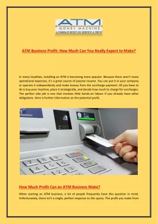 atm business profit how much can you really