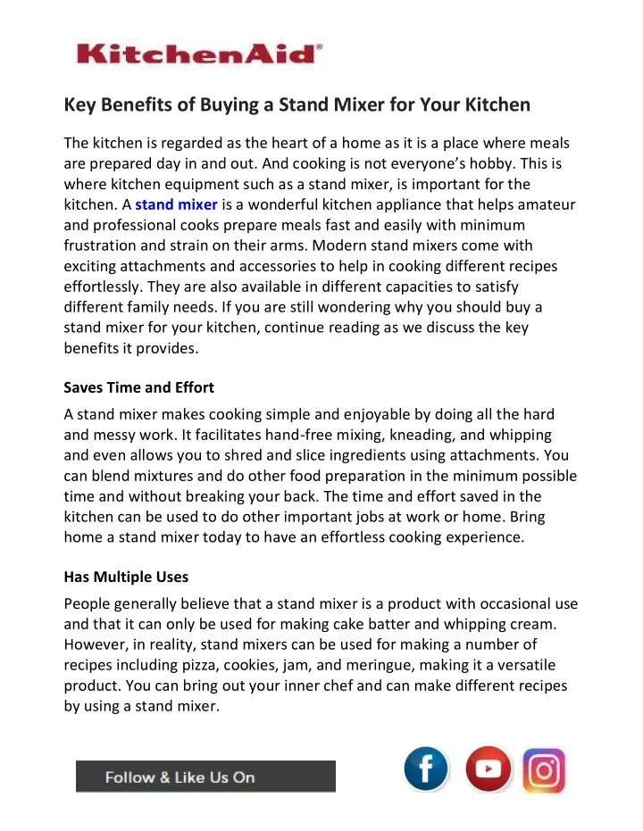 key benefits of buying a stand mixer for your