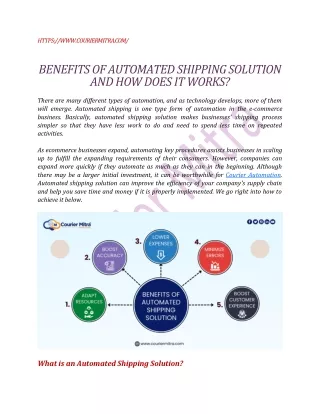 Benefits of Automated Shipping Solution and How does It Works