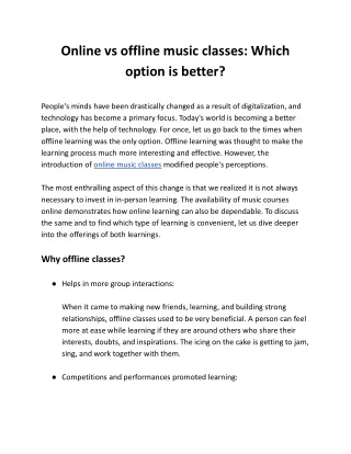 online vs offline music classes which option