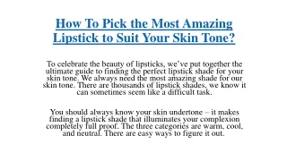 how to pick the most amazing lipstick to suit your skin tone