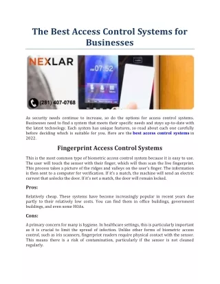 the best access control systems for businesses