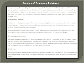 dealing with demanding individuals