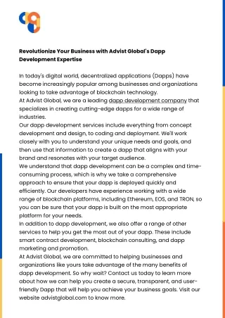 revolutionize your business with advist global