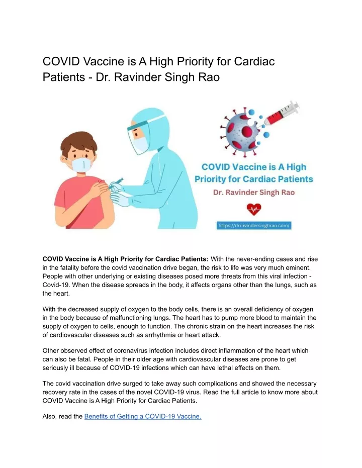 covid vaccine is a high priority for cardiac