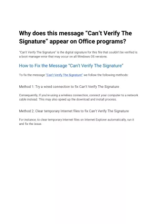 “Can’t Verify The Signature” Why does this message “Can’t Verify The Signature”
