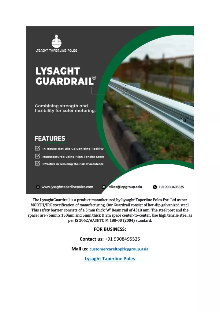 the lysaghtguardrail is a product manufactured