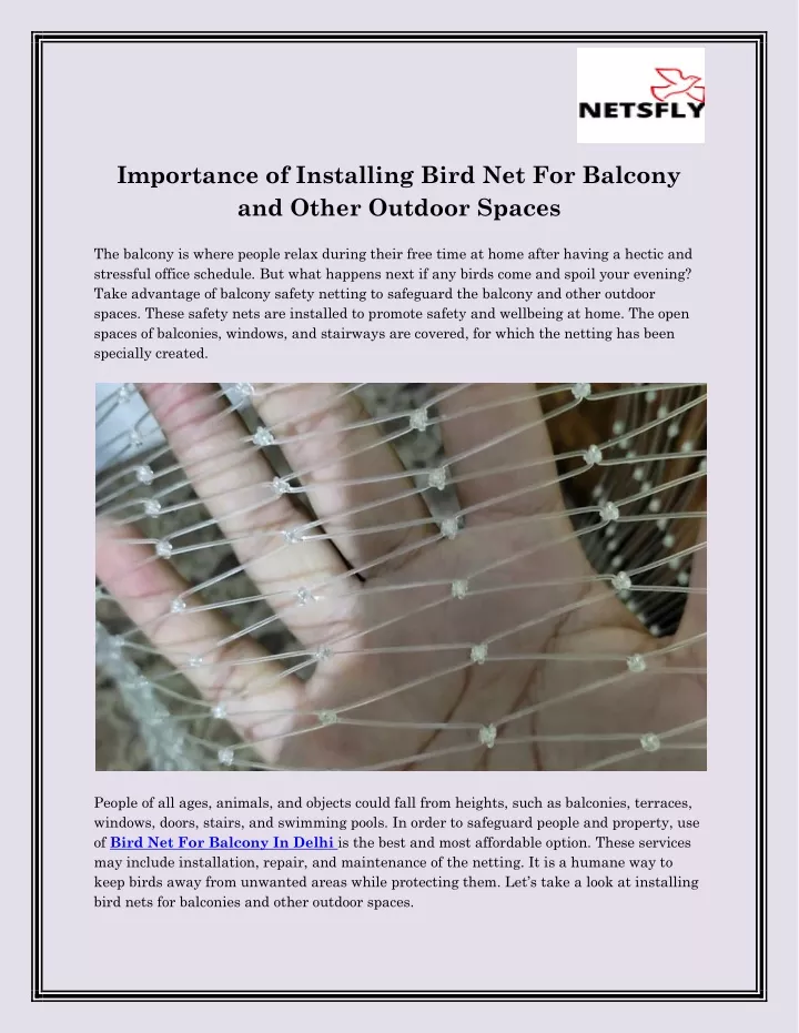 importance of installing bird net for balcony