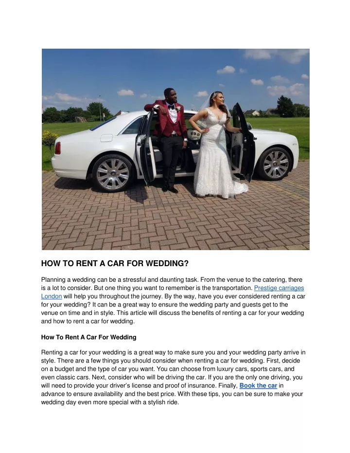 how to rent a car for wedding planning a wedding