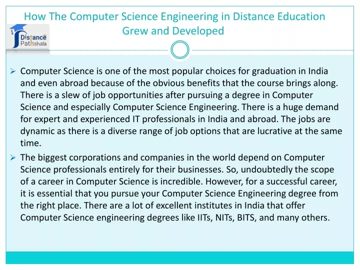 how the computer science engineering in distance education grew and developed
