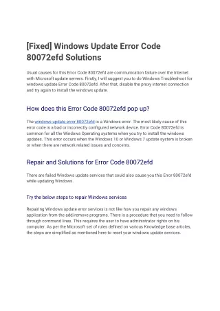[Fixed] Windows Update Error Code 80072efd Solutions