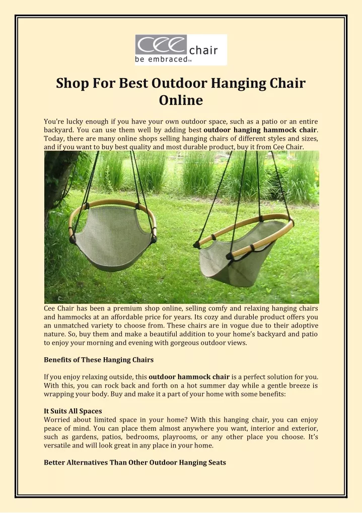 shop for best outdoor hanging chair online