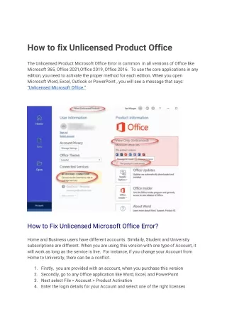 How to fix Unlicensed Product Office